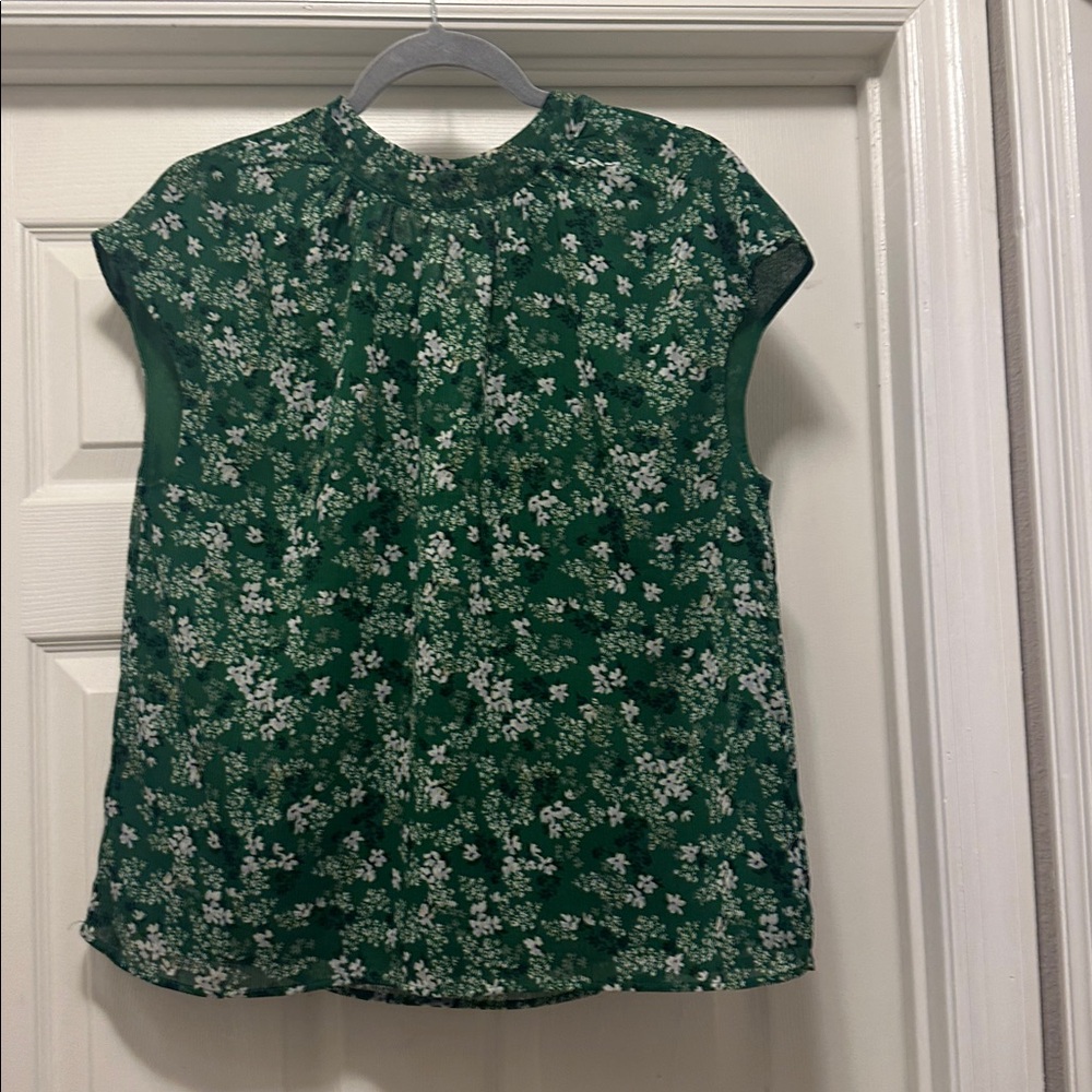 Ann Taylor Factory Green and White Blouse